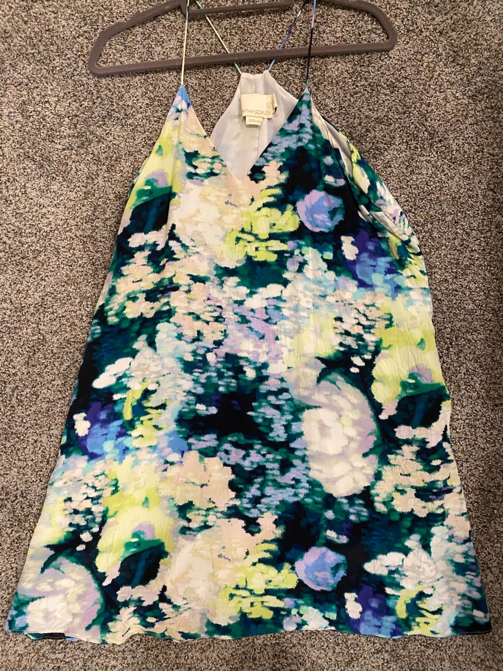 Cynthia Rowley Floral Slip Dress in Teal, Navy, Lime & White
